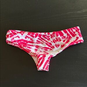 Mikoh Red and White Tie-Dye Bikini Bottom